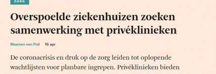 FD: Overspoelde ziekenhuizen zoeken samenwerking met klinieken