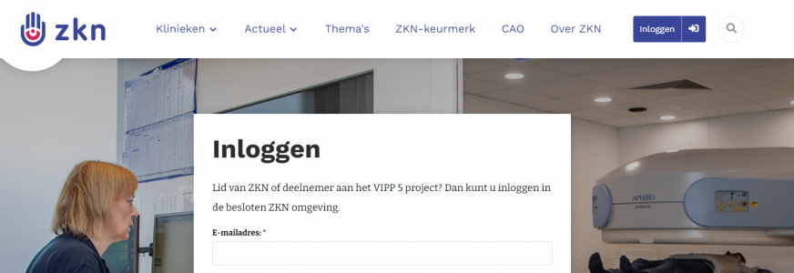 Inloggen voor leden en VIPP-5 klinieken nieuwe ZKN website
