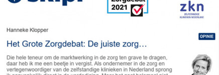 Artikel voorzitter ZKN: de juiste zorg...